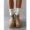 Béžové kotníkové válenky ORIENO s kožíškem (Veľkosť 36)