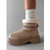Béžové kotníkové válenky ORIENO s kožíškem (Veľkosť 36)