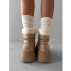 Béžové členkové válenky ORIENO s kožúškom