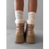 Béžové kotníkové válenky ORIENO s kožíškem (Veľkosť 36)