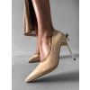 Béžové nude lesklé lodičky na podpatku TREGON (Veľkosť 36)