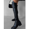 Čierne kožené vysoké koženkové čižmy TREGA