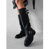 Čierne koženkové čižmy MYRANY