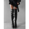 Černé koženkové vysoké kozačky DARYANA nad kolena (Veľkosť 36)