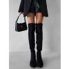 Černé semišové vysoké kozačky VEYRA nad kolena (Veľkosť 36)