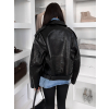 Černá koženková biker krátká bunda VELOURS (Veľkosť ONESIZE)