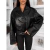 Černá koženková biker krátká bunda VELOURS (Veľkosť ONESIZE)