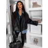 Čierna koženková biker krátka bunda VELOURS