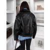 Černá koženková biker krátká bunda VELOURS (Veľkosť ONESIZE)