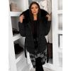 Černá zimní prošívaná vypasovaná bunda BRUNEVA s vázáním (Veľkosť L/XL)