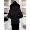 Černá zimní prošívaná vypasovaná bunda BRUNEVA s vázáním (Veľkosť L/XL)