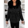 Černá zimní prošívaná vypasovaná bunda BRUNEVA s vázáním (Veľkosť L/XL)