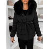 Čierna zimná prešívaná vypasovaná bunda BRUNEVA s viazaním