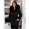 Černá zimní prošívaná vypasovaná bunda BRUNEVA s vázáním (Veľkosť L/XL)