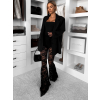 Čierne elegantné krajkové dlhé priehľadné nohavice SILNEO