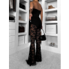 Čierne elegantné krajkové dlhé priehľadné nohavice SILNEO
