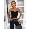 Černý džínový korzet HELORIX (Veľkosť M/L)