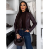 Vínová koženková biker bunda SOLVENA (Veľkosť L)