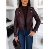 Vínová koženková biker bunda SOLVENA