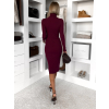 Vínové svetrové midi šaty OKAROT s rolákom