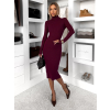 Vínové svetrové midi šaty OKAROT s rolákom