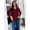 Vínový elegantný svetrík CRASTINA s gombíkmi