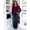 Vínový elegantní svetřík CRASTINA s knoflíky (Veľkosť ONESIZE)