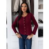 Vínový elegantní svetřík CRASTINA s knoflíky (Veľkosť ONESIZE)