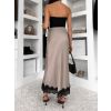 Béžová elegantní saténová midi sukně SKAYA (Veľkosť ONESIZE)