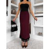 Bordová elegantná saténová midi sukňa SKAYA