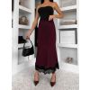 Bordó elegantní saténová midi sukně SKAYA (Veľkosť ONESIZE)