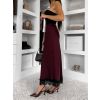 Bordó elegantní saténová midi sukně SKAYA (Veľkosť ONESIZE)