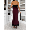 Bordová elegantná saténová midi sukňa SKAYA