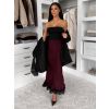 Bordó elegantní saténová midi sukně SKAYA (Veľkosť ONESIZE)