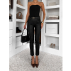 Čierne koženkové slim skinny nohavice BRYLORA