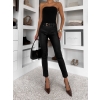 Čierne koženkové slim skinny nohavice BRYLORA