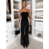 Černé třpytivé široké wide leg džíny RYNOY (Veľkosť L)