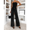Černé třpytivé široké wide leg džíny RYNOY (Veľkosť L)