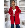 Červený dlouhý svetr SIVANY na knoflíky (Veľkosť ONESIZE)