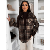 Hnědá kostkovaná károvaná košile RUSTIC s kapucí (Veľkosť ONESIZE)