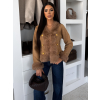 Hnědý elegantní krátký kabátek FYRELIA (Veľkosť ONESIZE)