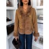 Hnědý elegantní krátký kabátek FYRELIA (Veľkosť ONESIZE)
