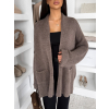 Hnědý svetrový stylový cardigan RATALA (Veľkosť ONESIZE)