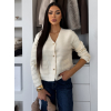 Krémový elegantní svetřík ZANOVIA s knoflíky (Veľkosť ONESIZE)