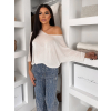 Krémový oversize top CRYMORA s 3/4 rukávom