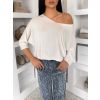 Krémový oversize top CRYMORA s 3/4 rukávem (Veľkosť ONESIZE)
