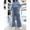 Modré třpytivé široké wide leg džíny RYNOY (Veľkosť L)