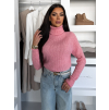 Ružový elegantný sveter rolák XANDRIA s golierom
