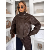 Tmavo hnedá koženková krátka bunda AUBET