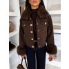 Tmavě hnědá stylová bunda GRUNGE s kožíškem (Veľkosť M/L)